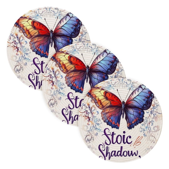 BZSMCE Mats for Pots,Pans Place Colorful Butterfly Pattern Simple Style Pattern Pot Mats