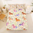 thumbnail image 4 of Manfei Cute Dachshund Queen Sheets, Vibrant Blossom Floral Queen Sheet Sets, Cream, 4pcs, 1 Flat Sheet, 1 Fitted Sheet and 2 Pillowcases, 4 of 6