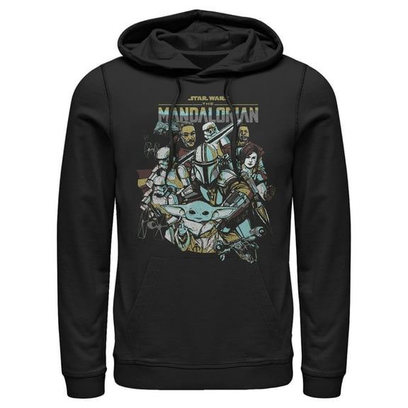 Men's Star Wars: The Mandalorian Protect The Child Pull Over Hoodie Black Small