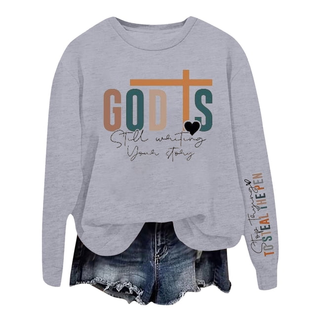 WEAIXIMIUNG Sweat-Shirt pour Femmes Grande Taille 3X Pull Tendance à Capuche Imprimé Lettre Col Rond pour Automne & Hiver