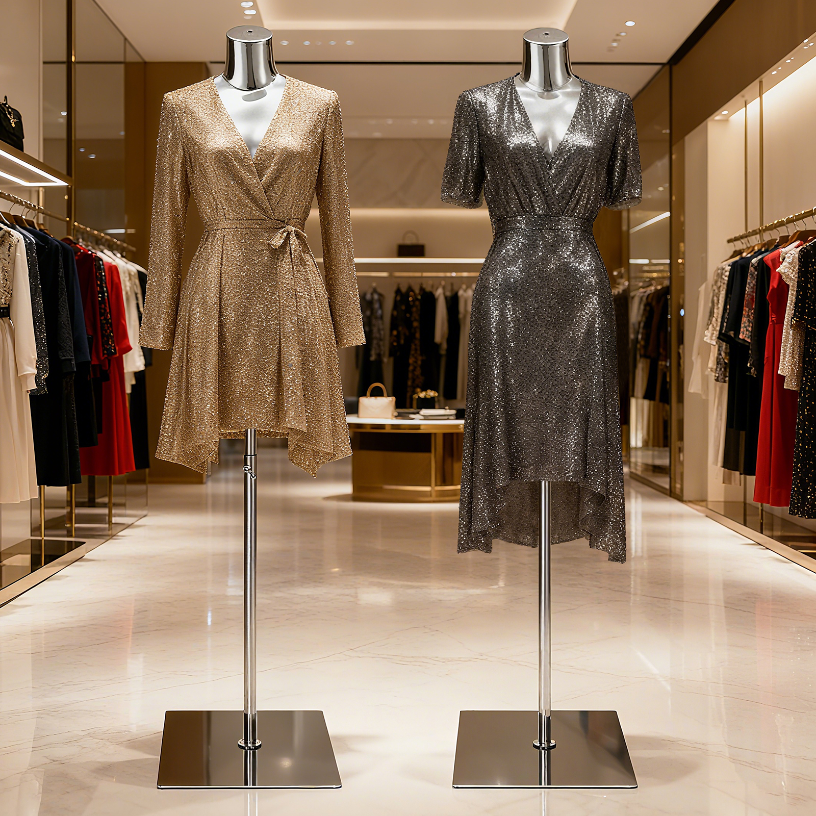 Female Mannequin Dress Form Torso - Manikin Body with Metal Stand Height Adjustable, Display Mannequin Body for Sewing Clothes (40-75Inch, Silver)