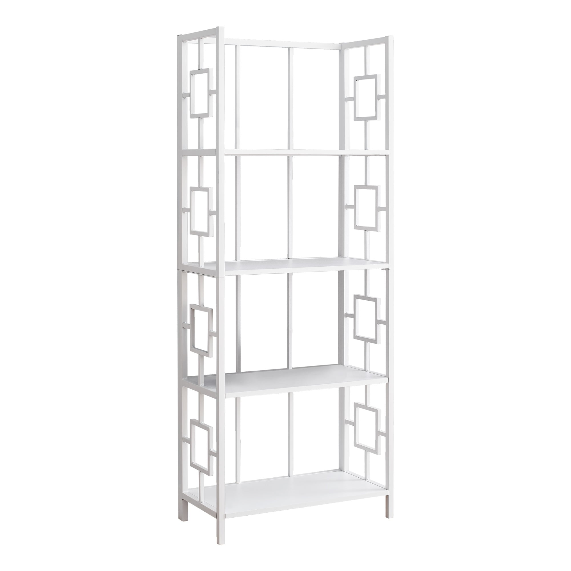 BOOKCASE 62"H / WHITE / WHITE METAL ETAGERE