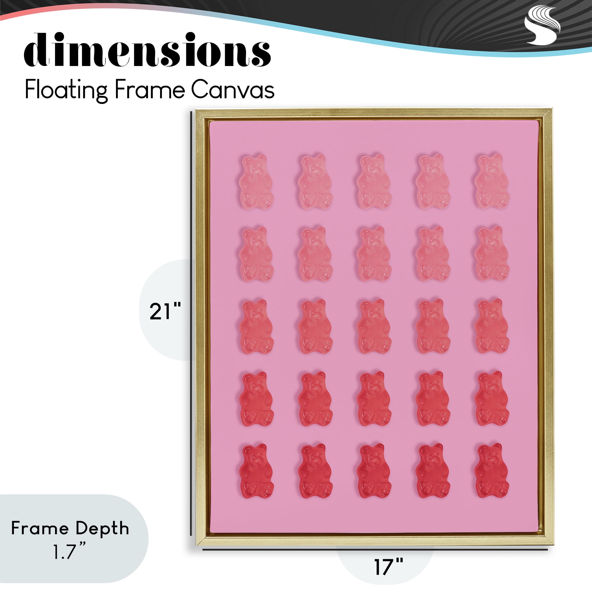 Stupell Industries Pink & Red Bear Gradient Gold Framed Floater Canvas Wall Art, design by LISH Creative