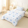 thumbnail image 2 of Manfei Blue Ribbon Bowknot Twin Comforter Sets 3-Piece for Kids Teens,Kawaii Bow Plaid Bedding Set for Girls,Breathable Home Decor, 2 of 6