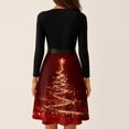 thumbnail image 6 of Women's Casual Fashion V Neck Long Sleeve Christmas Printed Party Vintage Dress for Holiday Events and Retro Style, Perfect for Women's Evening Wear,Wine,5XL, 6 of 6