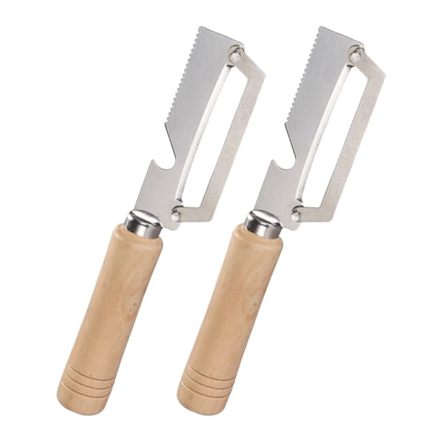Pelador de verduras con mango ergonómico de madera, abridor de botellas 2 en 1, hoja ancha y curva, pelador afilado para patatas, manzanas, cítricos y zanahorias. Utensilios de cocina.