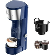Single Serve Coffee Maker Coffee Brewer Compatible with K-Cup Single Cup Capsule, Single Cup Coffee Makers Brewer with 6 to 14oz Reservoir, Mini Size KCM010A (Blue)