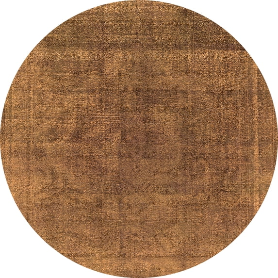 Ahgly Company Indoor Round Oriental Orange Industrial Area Rugs, 5' Round