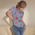 thumbnail image 5 of Gaeub Starfish Navy Blue Stripe Women'S Short Sleeve One Piece Swimsuit Sexy High-Waisted Bodysuit For Swimming, Beach, Sports - Xx-Large, 5 of 9
