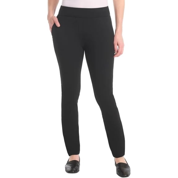 Dalia Women’s Pull-On Ponte Pant, Mid-Rise Narrow Leg ( Black,Large )