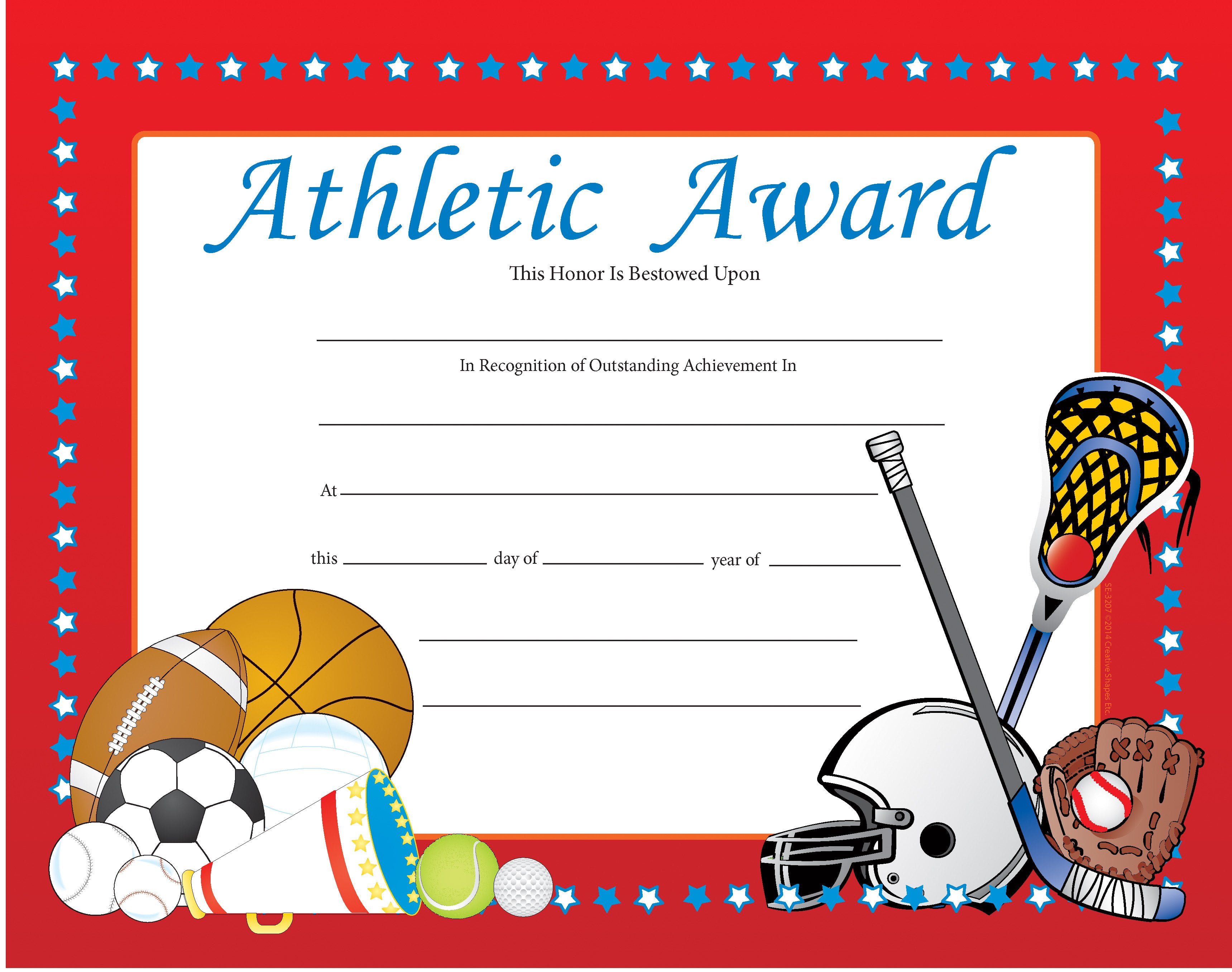Recognition Certificate - Athletic Award