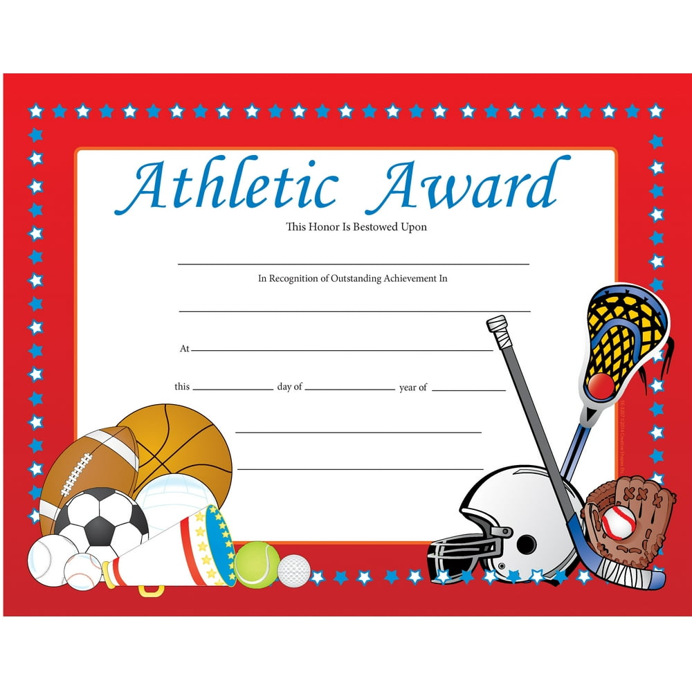 Recognition Certificate Athletic Award