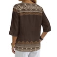 thumbnail image 2 of Jiueut Boho Tribal Print Womens Blouses Linen-Look Button Down Womens Tops Casual 3/4 Sleeve Outfits, 2 of 7
