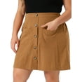 thumbnail image 2 of DARING DIVA Women's Plus Corduroy Skirt Button Down Mini Skirt 1X Brown, 2 of 6