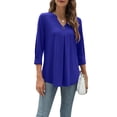 thumbnail image 4 of Arvbitana Womens Shirts 3/4 Sleeve Button V-Neck Blouses Spring Loose Casual Elegant Work Tops, 4 of 6