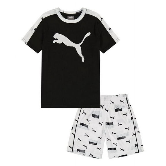 PUMA BOYS OUTFIT - 231 WHITE BLACK SZ 6 - BASKETBALL SOCCER SHIRT SHORTS SET 2