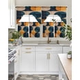 thumbnail image 4 of Turquoise Orange Geo Swag Kitchen Curtains Sets for Windows 24 Inch Length, Circle Modern Artwork Short Window Curtain Panels Swags Valances and Tiers 3 Piece Set for Cafe/Dining Room, 4 of 5
