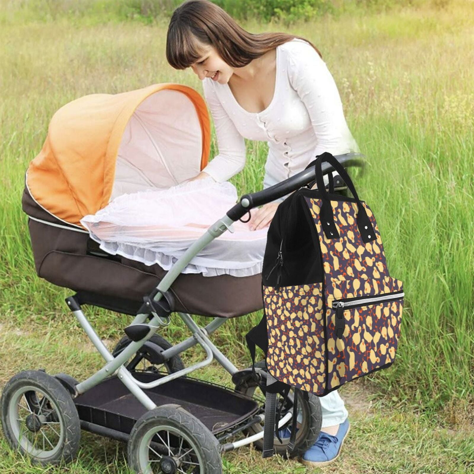 Fuzoiu Cute Small Farm Birds Print Diaper Bag Backpack,Baby Essentials Travel Tote,Multi function Waterproof Diaper Bag, Travel Essentials Baby Bag - Unisex
