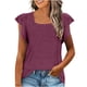 thumbnail image 1 of Tops de cuello cuadrado para mujer, camiseta de manga corta con volantes, blusas tipo túnica de verano holgadas OAVQHLG3B Store lin121212, 1 of 4