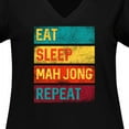 thumbnail image 4 of Inktastic Eat Sleep Mah Jong Repeat Women's Plus Size V-Neck T-Shirt, 4 of 5