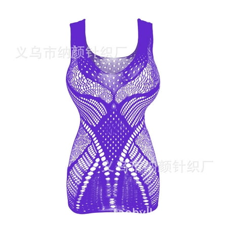 Generic Sexy Lingerie Sexy Net Jacquard See-through Fishnet Clothes Sling Hip Skirt Color Jacquard off-Shoulder W298
