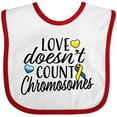 thumbnail image 3 of Inktastic Love Doesnt Count Chromosomes with Yellow and Blue Ribbon Boys or Girls Baby Bib, 3 of 4