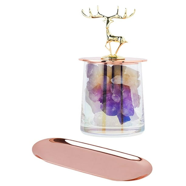 Difusor de aceites esenciales de aromaterapia con bandeja y piedra de cristal aromático. Púrpura