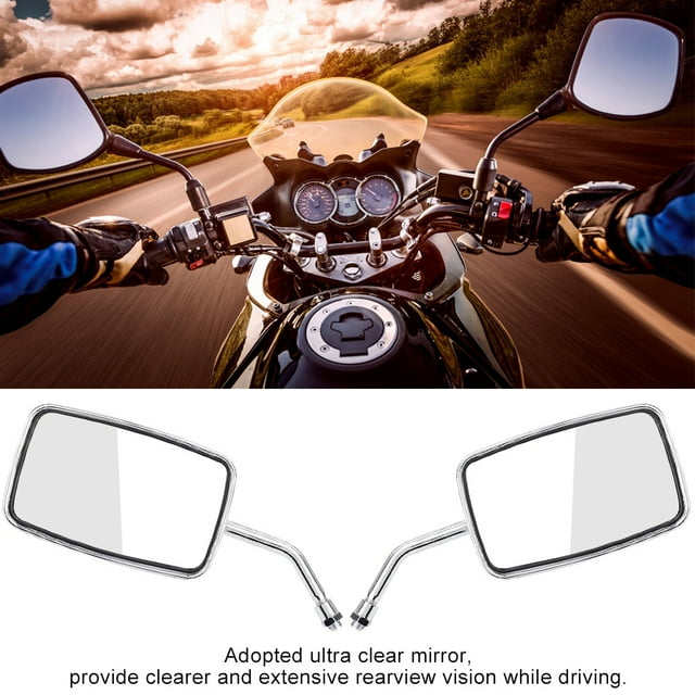 Senyar Motorcycle Rearview Mirror,2Pcs Motorcycle Street Bike Modified Square Rearview Mirror Rear View Side Mirrors Two Style Optional