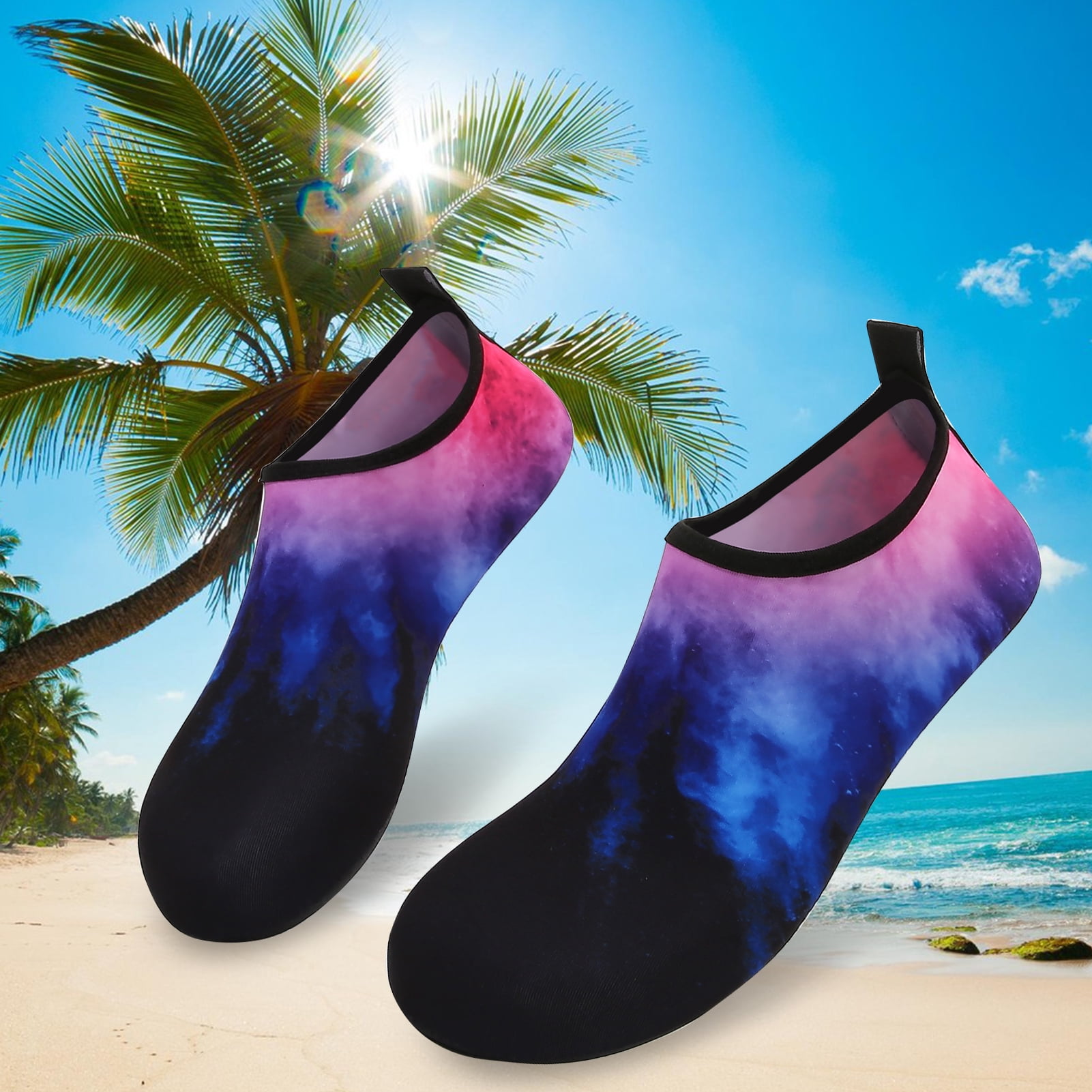 Men and Women a Slip On Barefoot Quick-Dry Beach Aqua Yoga Water Shoes (Nebula/Black, 13-14 Women/10.5-11 Men)