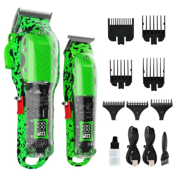 Tuanchuanrp Cortapelos profesionales para hombres Cortapelos de peluquero inalámbricos para corte y aseo del cabello Pantalla LED Cortapelos y recortadora para corte de pelo de peluquero con 8 peines