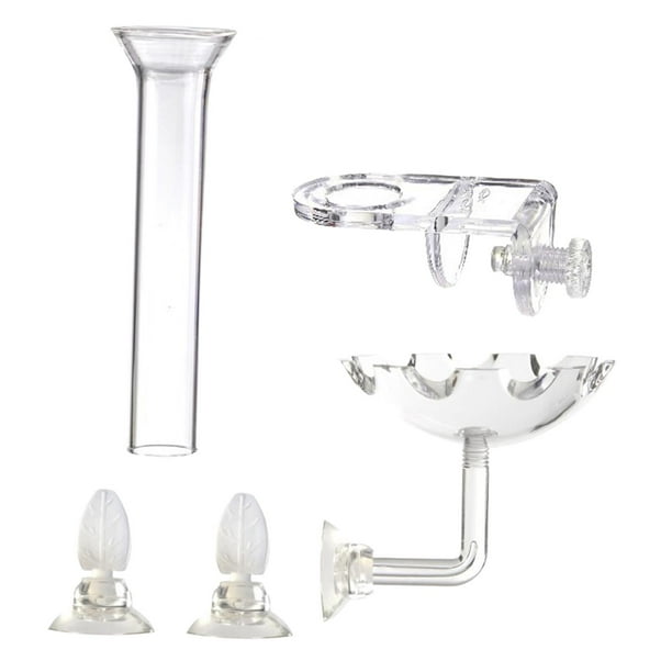 Kit de comedero y tubo de alimentación para acuarios de camarones y peces pequeños. Fácil de instalar, transparente que comida se disperse. Tubo de 35 cm