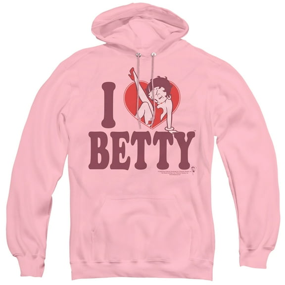 Betty Boop I Heart Betty Adult Pullover Hoodie Sweatshirt Pink