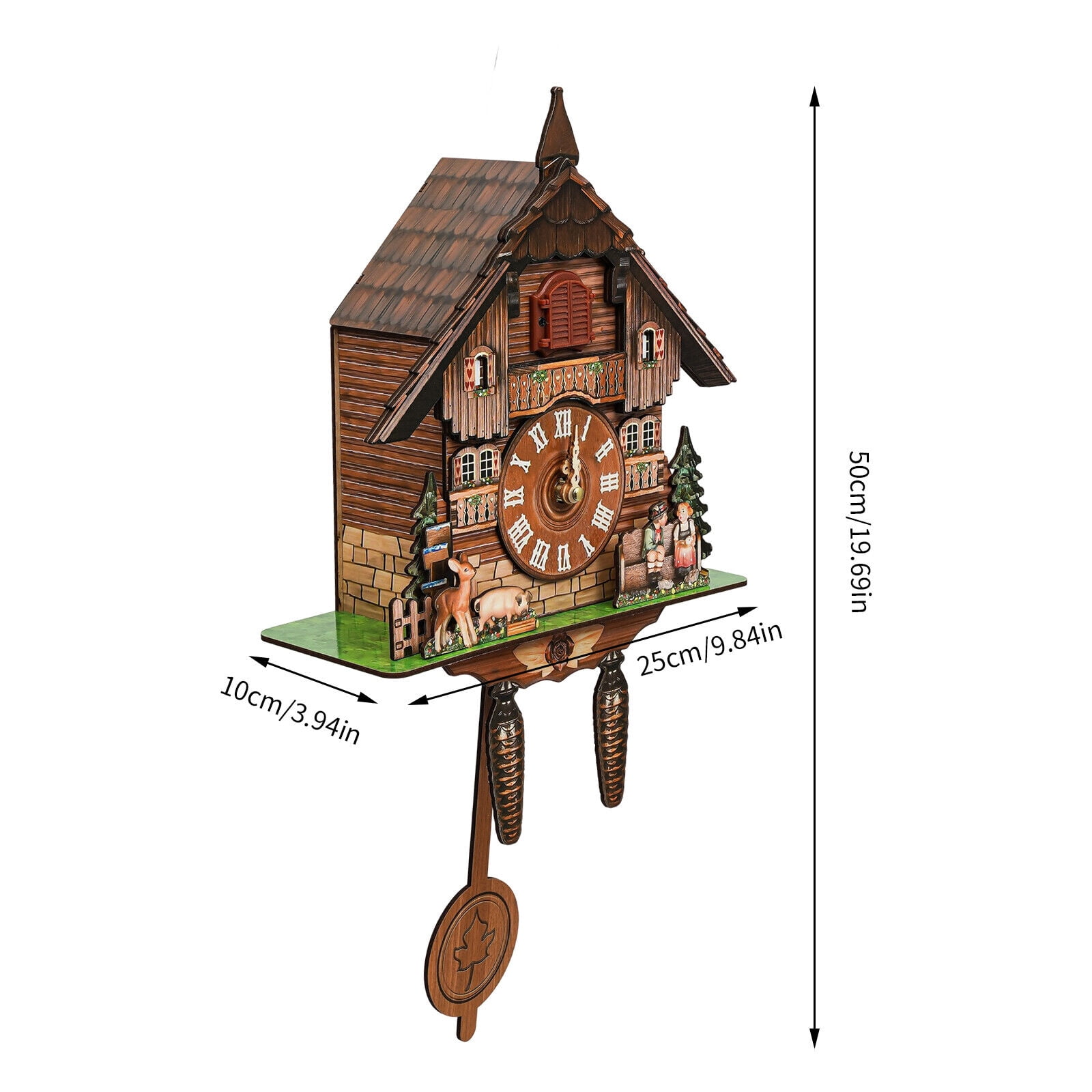 TFCFL Hanging Clock Wall Clock Vintage Traditional Coo Coo Clock Style Pendulum Clock Home Decor