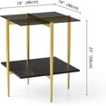 thumbnail image 2 of Rectangle Coffee Table Mid-Century Modern Design L W x H for Living Room - Structure Amber Glass Top and Walnut MDF Shelf Sleek Conical Metal Legs with Gold Finish, 2 of 8