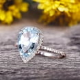 thumbnail image 5 of 1.75 Carat 8x5mm Pear shaped Aquamarine Engagement Ring 10k White Gold Halo setting, 5 of 6