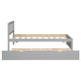 thumbnail image 6 of Twin Size Platform Bed Frame with Trundle, Wood Bed Frame with Hollow Headboard, 6 of 8