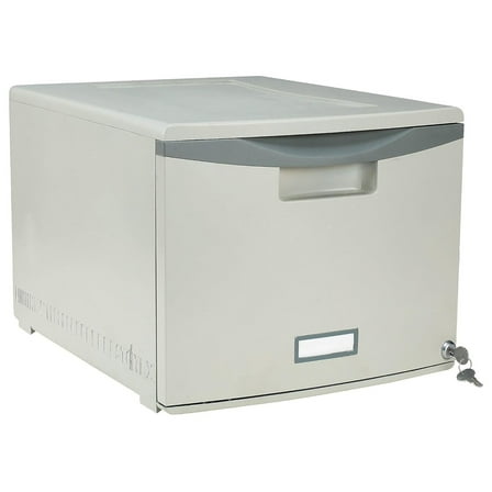 Plastic One-Drawer File Cabinet – Locking Document Organizer for Home and Office, Gray, 1-Pack (61251B01C) 1-Drawer, No Casters Grey/Dark Grey