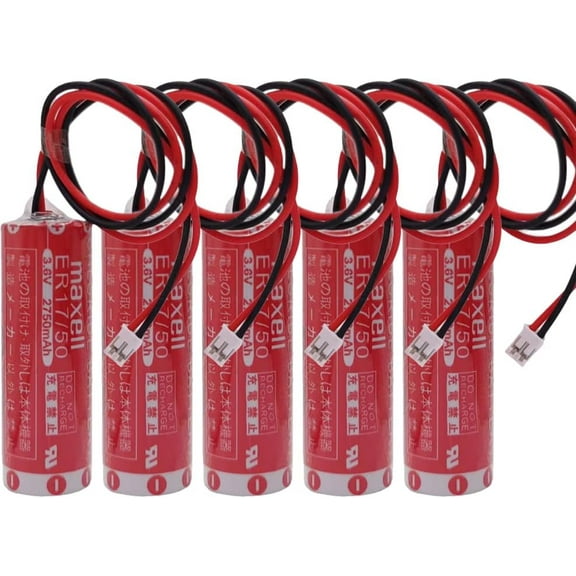 (Pack of 5) ER17/50 3.6V 2750mAh AA PLC Lithium Battery Non-Rechargeable with White Plug