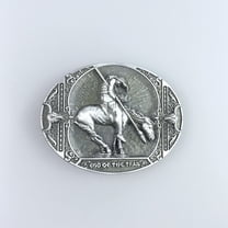 Antique Silver Rodeo Cowboy Western Oval Belt Buckle