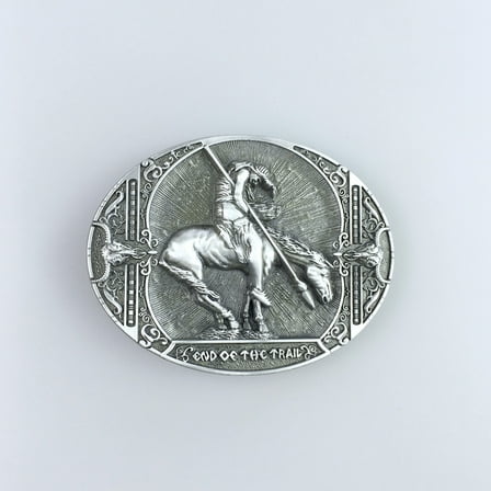 Antique Silver Rodeo Cowboy Western Oval Belt Buckle