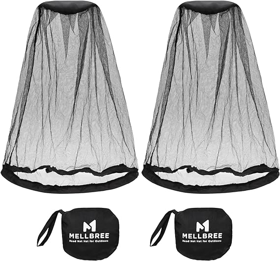 Mosquito Net Hat, 2-pack Mosquito Head Net Mesh for Outdoors Bug Net for Head Hiking Hats with Netting for Men Women