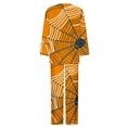 thumbnail image 4 of QIUOMBBP Fall Pajamas Women Halloween Funny Graphic 2 Piece Outfits Long Sleeve Round Neck Shirts and Pants Loose Lounge Set, Orange, XXXXL, 4 of 6