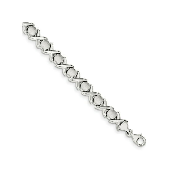 FJC Finejewelers 925 Sterling Silver Link Polished and Satin XO Bracelet 8 Inches x 9 mm