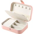 thumbnail image 1 of Caja de joyería para mujer, organizador de joyas de viaje, doble capa para collar, pendientes, anillos, estuche de joyería JFHHH pequeña, 1 of 5
