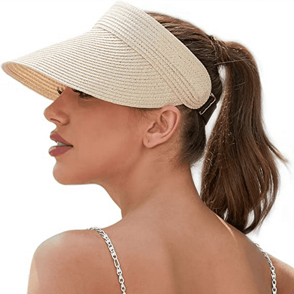 Straw Hats for Women, Visor Hats for Women Beach Hats for Women Sun Hat Womens Straw Hat Made of Natural Raffia