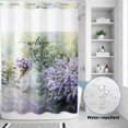 thumbnail image 2 of No Hook Shower Curtain, Purple Lavender Shower Curtains for Bathroom with See Through Top Window, Green Leaves Spring Bike Botanical Waterproof & Washable Bath Curtain 60"x72", 2 of 9