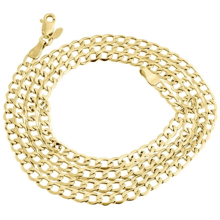 10K Hollow Yellow Gold 4.60MM Cuban Curb Link Chain Necklace Men's or Women's, 30"