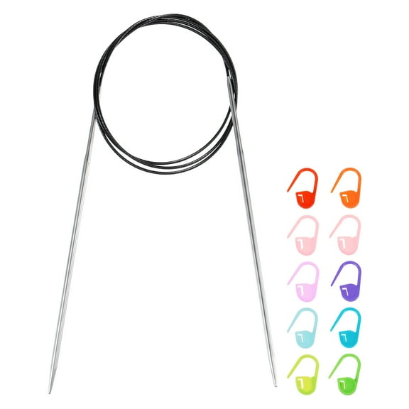 Uxcell Knitting Needles Size US 3(3.25mm) Circular Needle 39 Inch(100cm) Round Metal Stainless Steel Needle for Handmade Projects DIY Knitting