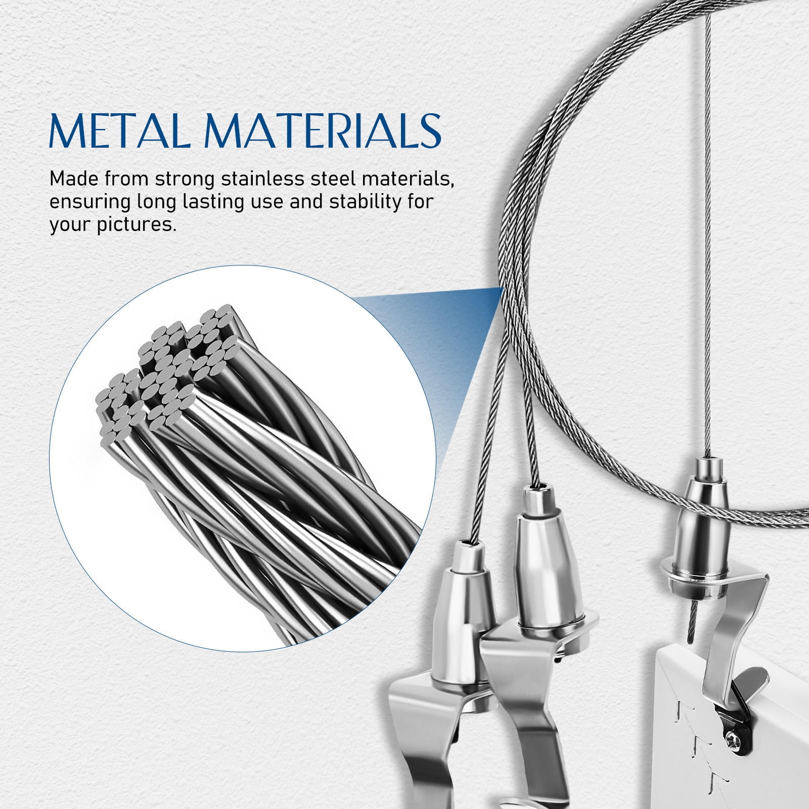 SEWCHICS Picture Hangers Hanging Hooks Stainless Steel 8 Sets 38.6x1x0.8in