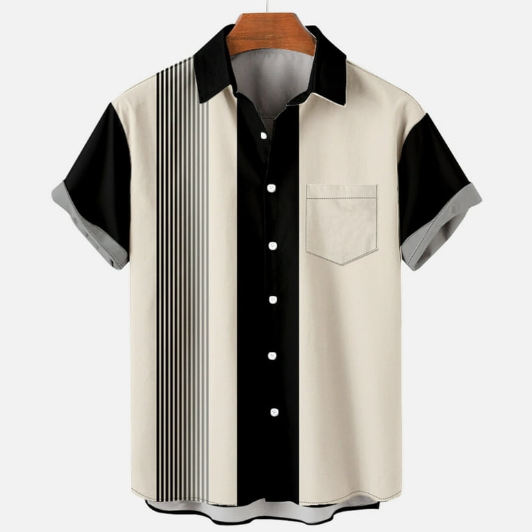 XMMSWDLA Men's Short Sleeve Button Down Vintage Shirts Hawaiian Casual  Printed Beach Shirt Summer Regular Fit Top White Mens Shirts Casual Stylish